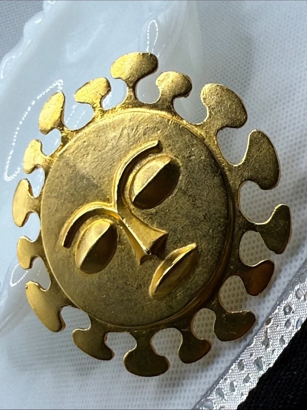 Vintage unsigned Maxine Denker huge celestial sun brooch pin pendant Nordstrom